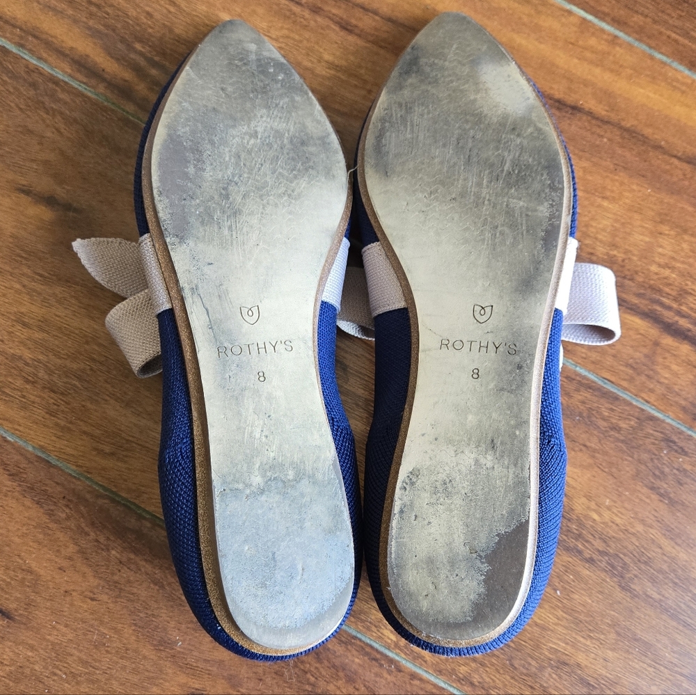 Rothy’s Sapphire Blue Mary Jane Bow Flats Pointed Toe Balletcore Size 8 - Picture 9 of 16